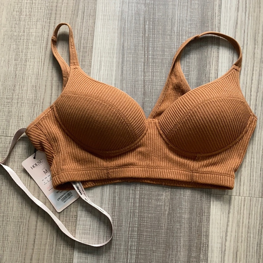 HOUSE OF CB SLOAN TAN RIB KNIT TOP